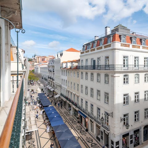 Peer out over Baixa’s bustling streets from the Juliet balcony