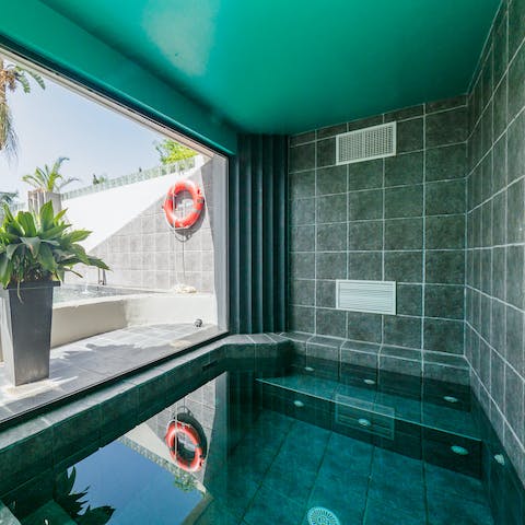 Complete a workout with a soothing dip in the jacuzzi