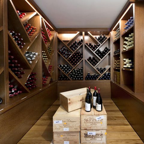 Sample something special from the well-stocked wine cellar