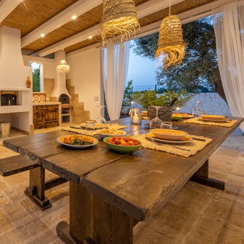 Gather for alfresco meals on the terrace as the sun sets