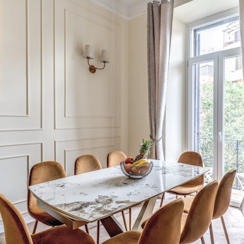 Enjoy. a home-cooked meal around the dining table