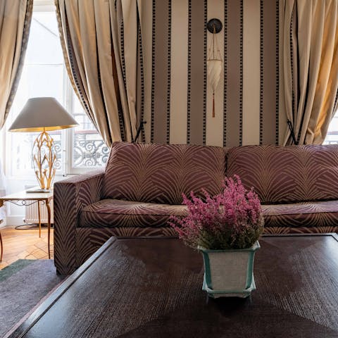 Unwind on the sumptuous sofa after a day on your feet