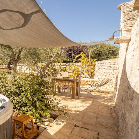 Enjoy your morning coffee at the outdoor table