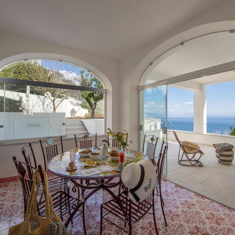 Begin your day with breakfast on the beautiful tiled terrace