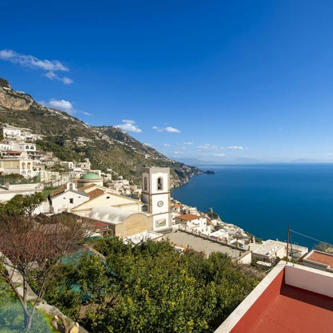 Admire breathtaking views of the Tyrrhenian Sea and the coastline