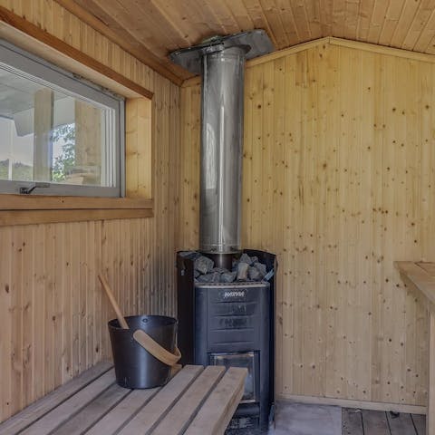 Enjoy a sauna before a swim