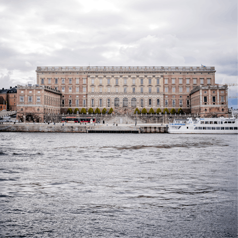 Visit the attractions in Stockholm, including the Royal Palace, a twenty-minute ferry journey from this home
