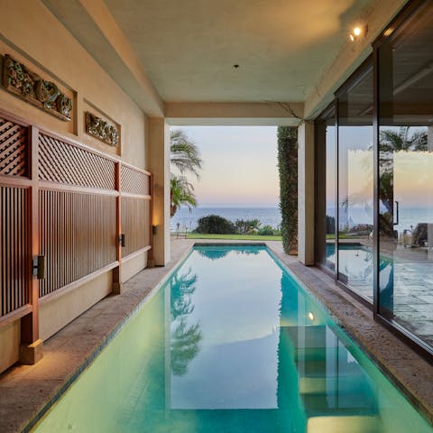 Start your day with a few laps in the indoor to outdoor pool