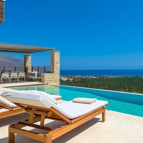 Lounge around the pool while soaking up views over the Gramvousa Peninsula
