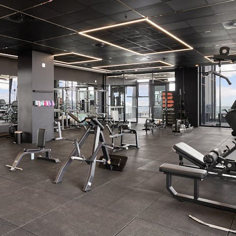 Stay on top of your workout goals in the state-of-the-art communal gym