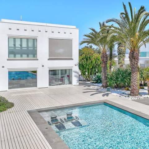 Make a splash in the private swimming pool