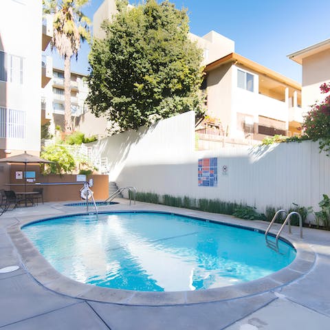 Enjoy a swim in the communal pool
