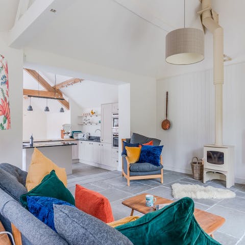 Cosy up around the log burner for movie night – don't forget the popcorn