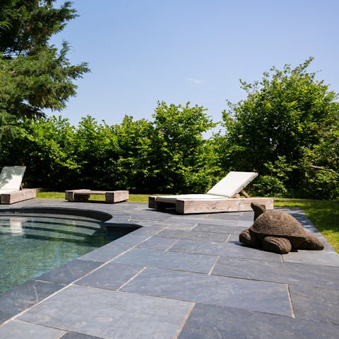 Lounge around the luxurious private pool while catching up with friends and family