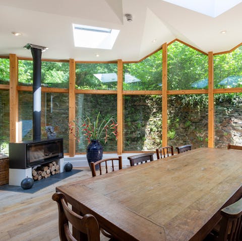 Share a cosy dinner in the atmospheric dining room