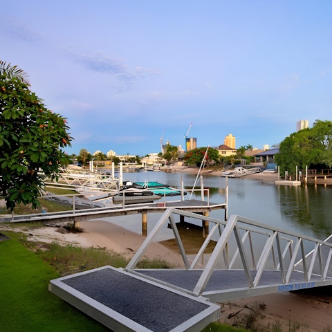 Enjoy direct access to the canal from the shared jetty