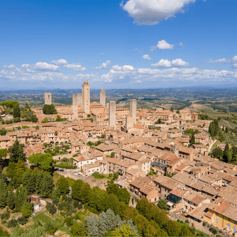 See the sights of historic San Gimignano – it's about a thirty-minute drive