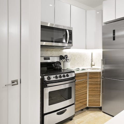 Cook up some breakfast pancakes on the stove for a light bite at home