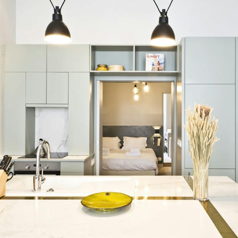 Pick up some croissants from the local bakery for breakfast at the kitchen bar