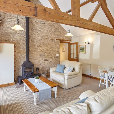 Gather around your wood burner fireplace to get cosy on cold evenings