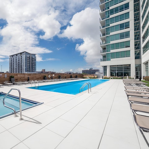 Head to the communal pool for a leisurely afternoon swim