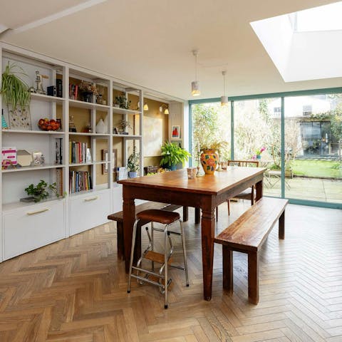 Tuck into family dinners in the light-filled dining area