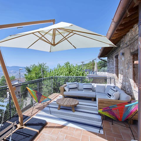 Sit out on the upper terrace to drink in the wonderful views