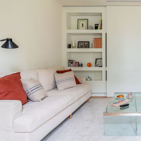 Make the most of a quiet moment to sink into the sofa with a coffee and and a croissant to start your day