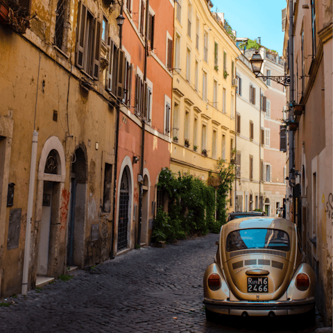 Explore the bohemian neighbourhood of Trastevere – a fifteen-minute walk away
