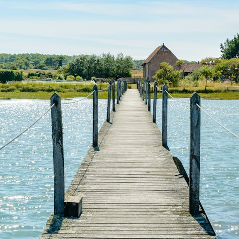 Gaze back at the barn from out on the jetty