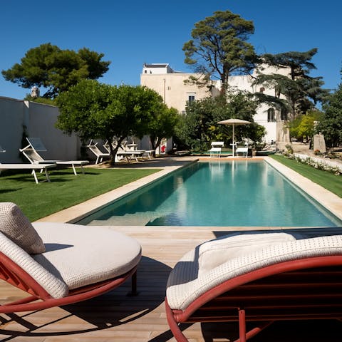 Laze by the private pool in the garden