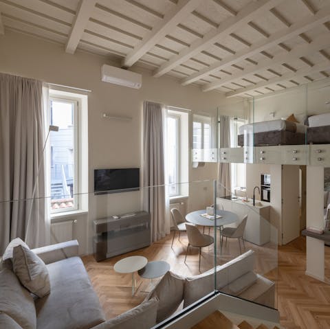 Admire the fusion of old and new at this former palazzo