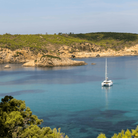 Discover the beautiful coast of Ibiza, just a ten-minute drive away