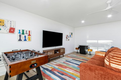 Challenge friends to foosball in the laid-back game room