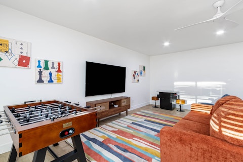 Challenge friends to foosball in the laid-back game room