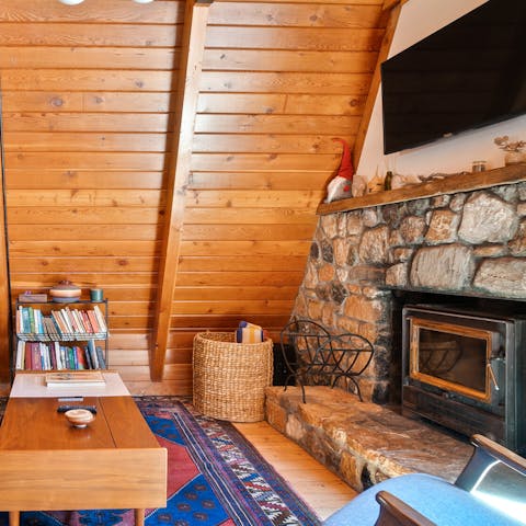 Light the wood-burning stove and curl up with a good book