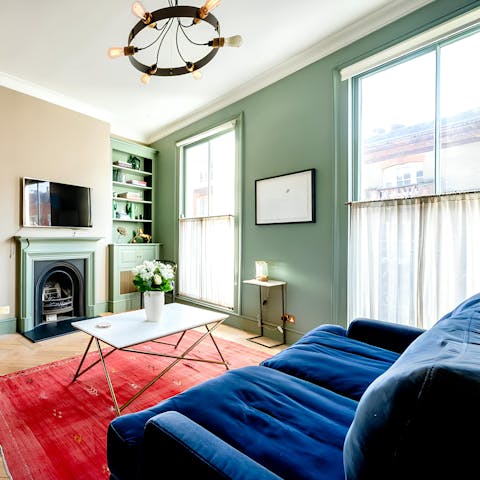 Sink into the sumptuous sofa after a busy day exploring London