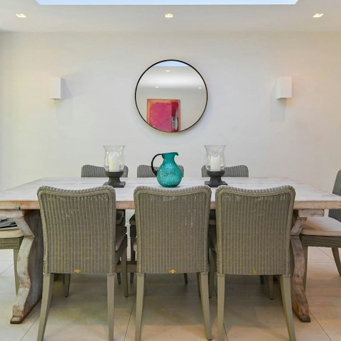 Gather around the table for a home-cooked meal or order in – there are plenty of nearby options