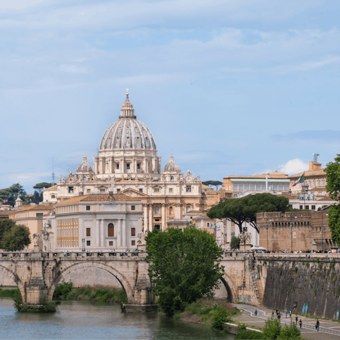 Stroll along the Tiber’s edge and take in Rome’s sights from the waterline – it’s just moments from the front door