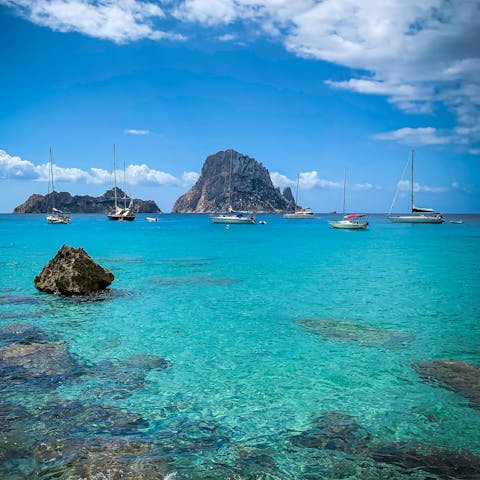 Explore Ibiza, including the golden sands of Cala Carbo, a short stroll away