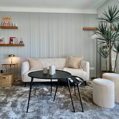 Relax on the sofa with a glass of Champagne