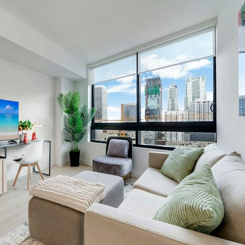 Wake up to city views from the 17th-floor perch