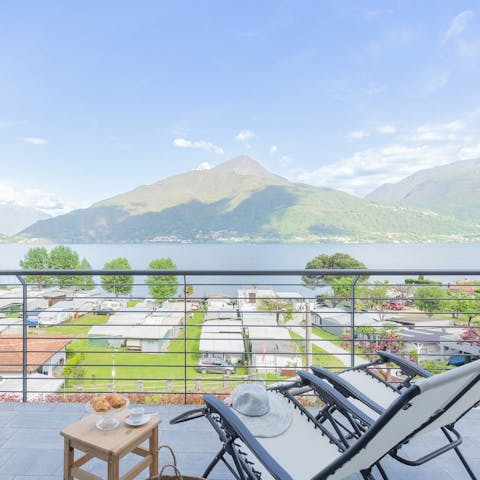 Drink in the mountain views as you enjoy a glass of vino on the terrace