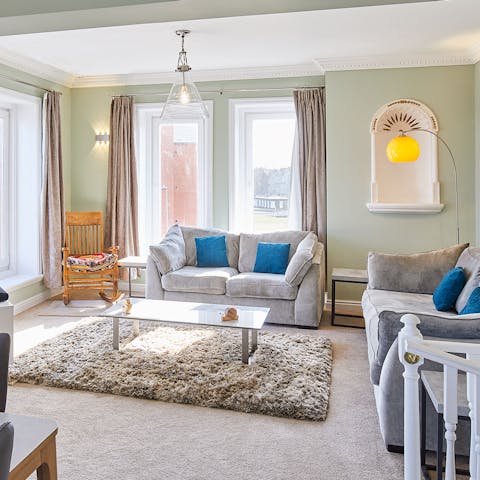 Kick back and relax in the bright and comfy living room