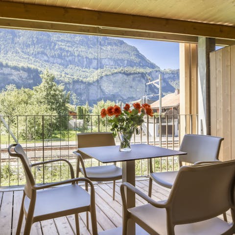 Dine alfresco shaded from the sun