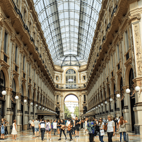 Visit the Galleria Vittorio Emanuele II, five minutes away on foot