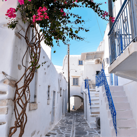 Soak in the beauty of Parikia - a twelve-minute drive away - before heading to a charming taverna