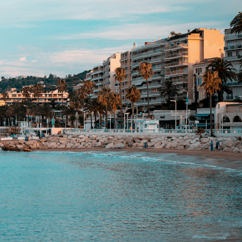 Stroll along Boulevard de la Croisette, a twelve-minute walk away
