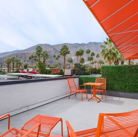 Take in the striking mountain views from your private balcony