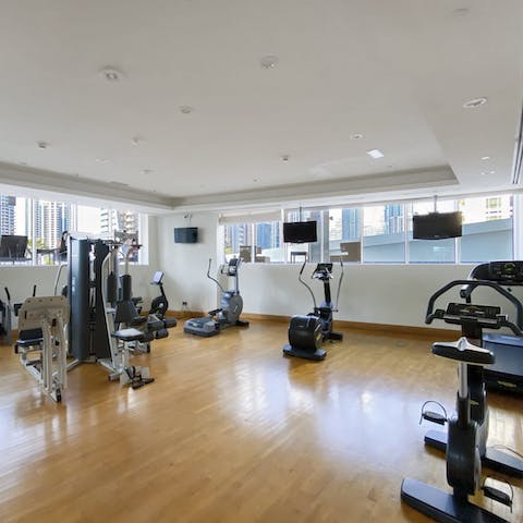 Keep up your fitness routine by making use of the shared gym